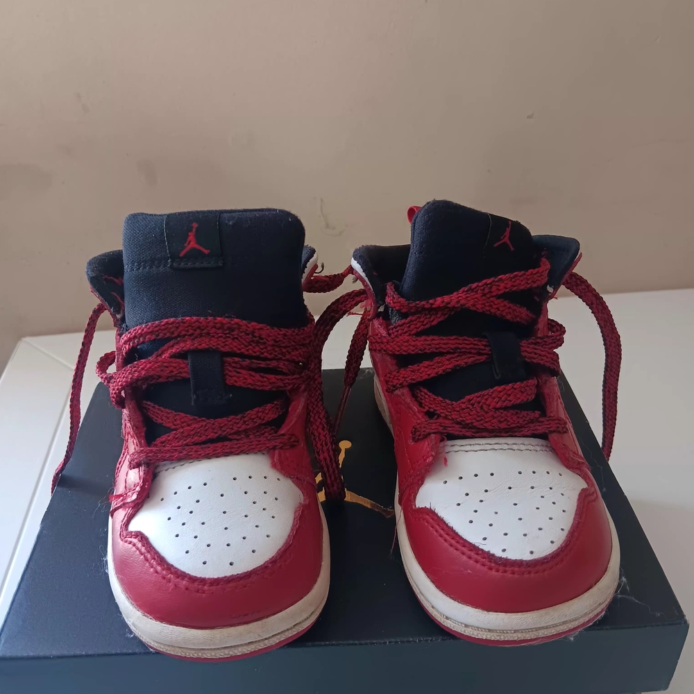 Kids Red and Black Jordan Sneakers